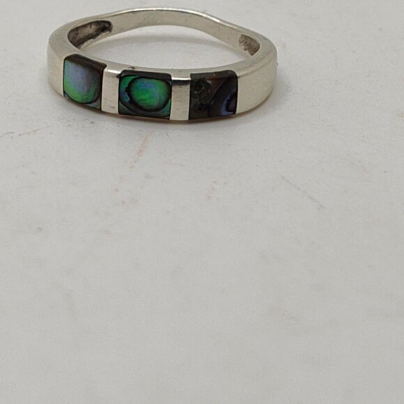 Vintage silver and abalone tile ring SZ 7 - Picture 9 of 9